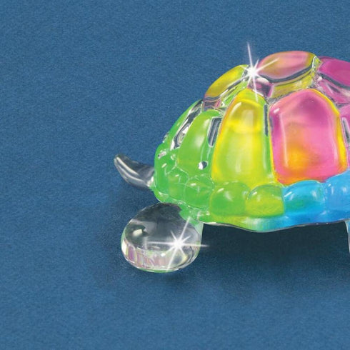 Glass Baron Rainbow Snow Cone Small Turtle Figurine with Crystal...