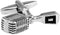 Old-School Broadcast Microphone Silver with Black Music Cufflinks...