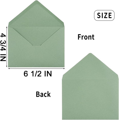 50 Pieces Sage-Green A6 Envelopes Greeting Card Envelopes 6 1/2 x 4 3/4 Inches for 4 x 6 Wedding Invitation Cards, Greeting Cards, Birthday Party ...