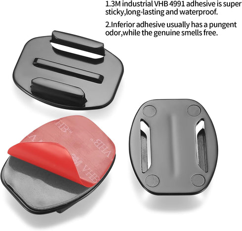 Fulushouxi 18 Set Helmet Adhesive Sticky Mount, Compatible with GoPro Hero 10/9/8/7, Fusion, 6/5/4, Session, Action Camera...