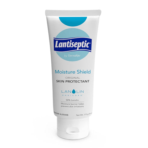 DermaRite's Lantiseptic Moisture Shield Original Skin Protectant - 50% Lanolin, Paraben Free, Unscented Barrier Cream Ointment - 4 oz. Tube, 1 Cou...