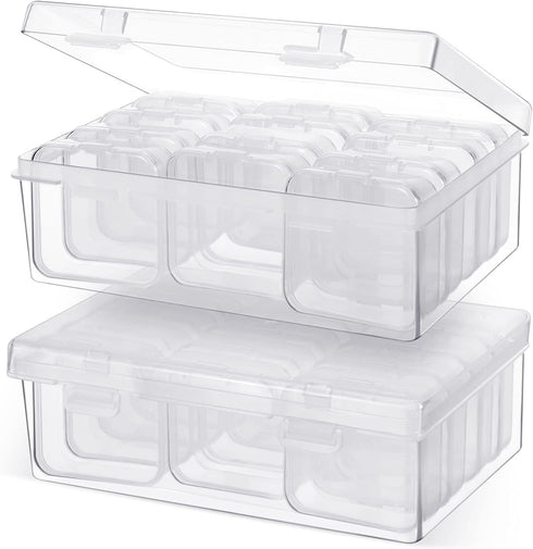 Blulu 24 Pcs Small Bead Organizer Plastic Bead Storage Containers Clear Plastic Storage Case Craft Containers with 2 Pcs Hinged Lid Clear Craft Ca...