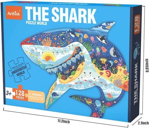 128 Piece Puzzles for Kids Animal Shaped Jigsaw Puzzles Floor Puzzle for Kids Ages 6+ Educational Learning Gifts for Boys and Girls (25" x 18.5" S...