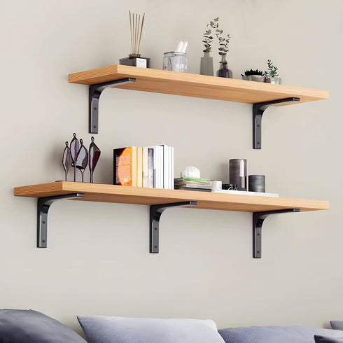 Metal Shelf Brackets, 4 x 4 Inch Heavy Duty L Hanging Angle Brackets, Iron Wall Bracket for Countertop Support, Corner Brace Joint, Black, 4 PCS...