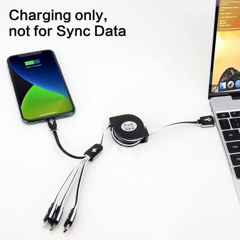 Multi Charging Cable 2 Pack 3FT, 4 in 1 Retractable Multiple Charger Cord Multi USB Cable Adapter with Dual IP/USB C/Micro USB Port for Phone 15 1...
