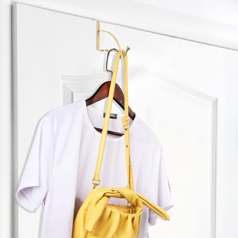 Hotop 2 Pcs Over The Door Hooks Over Door Hanger Sturdy Valet Hooks Mounted Hanging Storage Organizer Rack for Clothes Coats Towels Hats Scarves P...