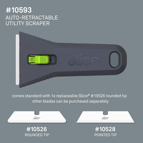 Slice 10593 Regular - Auto-retractable, Utility Scraper, Ceramic Blade Automatically Retracts, Rust Free, Finger Friendly, Soft-Touch Comfort Grip...