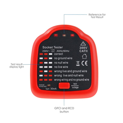 Automatic Electric Circuit Polarity Phase Voltage Detector Wall Plug Breaker Finder US Socket Tester Outlet Tester RCD Test (US Plug)...
