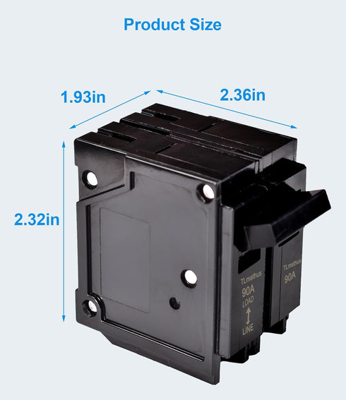 Q290 90-Amp Double Pole Type QP Circuit Breaker Plug-in Mount Standard MCB Thermal Magnetic Protection, 10KA 120/240V, Compatible with Siemens PL ...