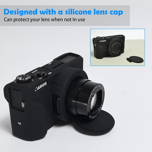 Case for Canon Powershot G7 X Mark III Digital Camera, Soft Silicone Protective Cover with Button Marker Removable Lens Cover for Canon Powershot ...