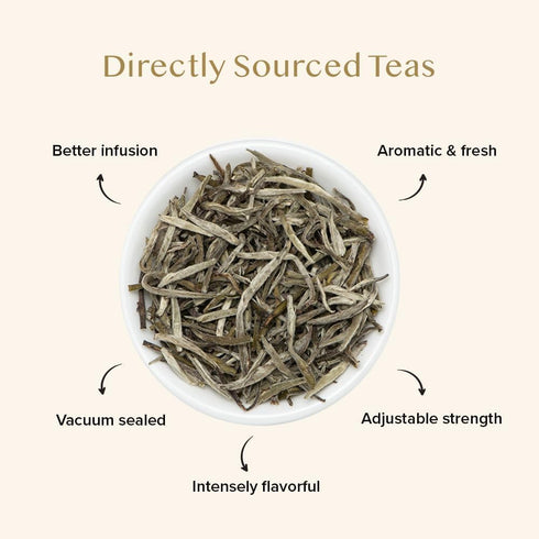 VAHDAM, Silver Pine Needle White Tea Loose Leaf 50g | Caffeine Free, Gluten Free | Pure Unblended Loose Leaf Tea | Vacuum Sealed | Brew As Hot, Ic...