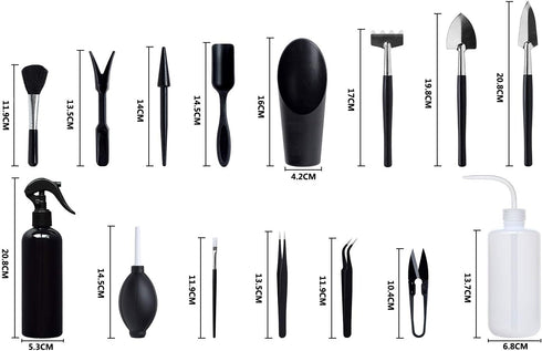 Succulent Plants Tools,Mini Garden Hand Transplanting Succulent Tools Miniature Planting,Set for Indoor Miniature Fairy Garden Plant Care (15pcs T...