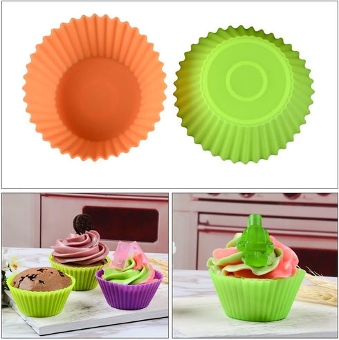 Silicone Baking Cups Cupcake Liners - 24 Pcs Reusable Silicone Molds Including Round, Rectanguar, Square, Flower Food Grade Silicone...