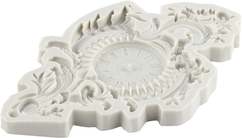 Baroque Style Clock Silicone Mold Curlicues Scroll Lace Fondant Molds Clock Chocolate Candy Mold Filigree Mold 3D Sculpted For Sugar Cake Decorati...