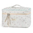 Cotton Makeup Bag, Quilted Cosmetic Bag with Handle Large Capacity Travel Toiletry Bag for Women Cute Aesthetic Floral Makeup Bag (White)...