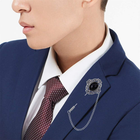 Huture 3PCS Men's Brooch Suit Pin Badge with Chains Brooch Buckle Chain Collar Lapel Pin for Men Shirt Collar Pin Chain Brooch Decoration Metal Br...