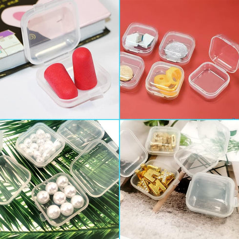 lyfLux 50 Packs Small Clear Plastic Storage Containers, Mixed Empty Mini, Case with Lids for Small Items and Other Craft Projects (1.37 x 1.37 x 0...