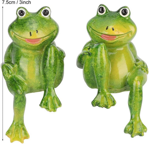 2PCS Frogs Statue Outdoor, 3 Inch Resin Garden Frogs Statue Outdoor Cute Frog Sculpture Frog Lawn Ornament for Pathway Yard Lawn Patio Decorations...