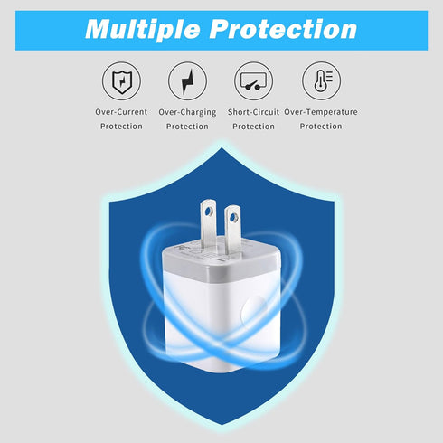 X-EDITION USB Wall Charger, 4-Pack 2.1A Dual Port USB Cube Power Adapter Charger Plug Charging Blocks Brick for iPhone 16e/16/15/14/13/12/11/XS/X/...