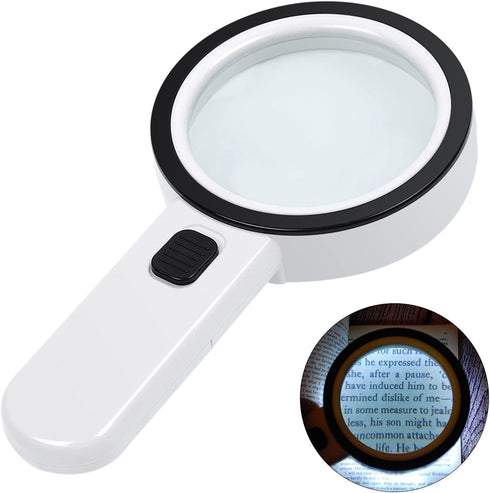 AIXPI Magnifying Glass with Light, 30X Handheld Large Magnifying Glass 12 LED Illuminated Lighted Magnifier for Macular Degeneration Seniors Readi...
