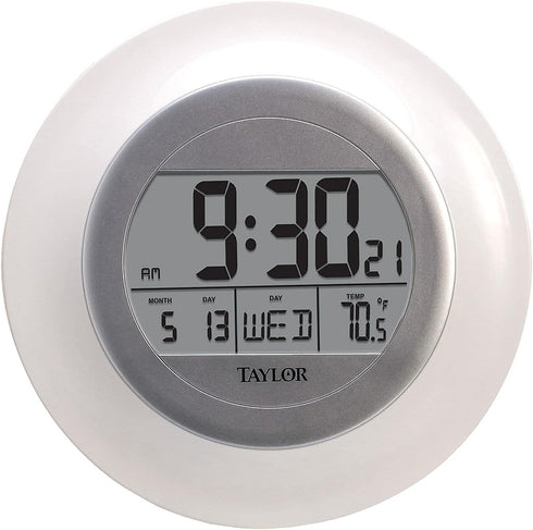 Taylor RA36213 Taylor Atomic Wall Clock with Thermometer, White...