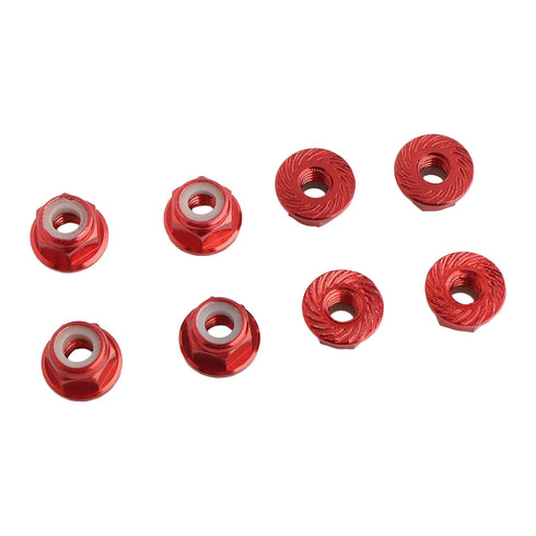 8PCS Flange M4 Lock Nuts Serrated Nylon Self-Tightening Aluminum M4 Wheel Hardware for Axial HPI TLR ECX Model RC Car Vehicles Upgraded Replacemen...
