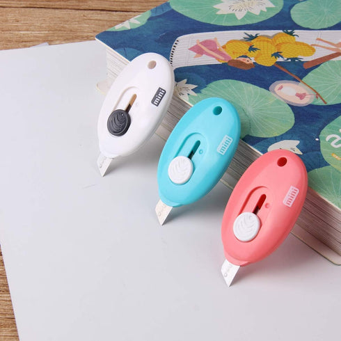 Mini Retractable Utility Knife Box Cutter Letter Opener, Alloy Steel Splicing Knife with Key Chain Hole-9pcs...