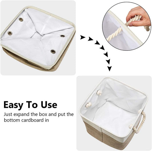 Robuy 3 Pack Storage Cube Bins Collapsible Sturdy cationic Fabric Storage Basket with Cotton Rope Handle For Organizing Shelf Nurery Home Colset 1...