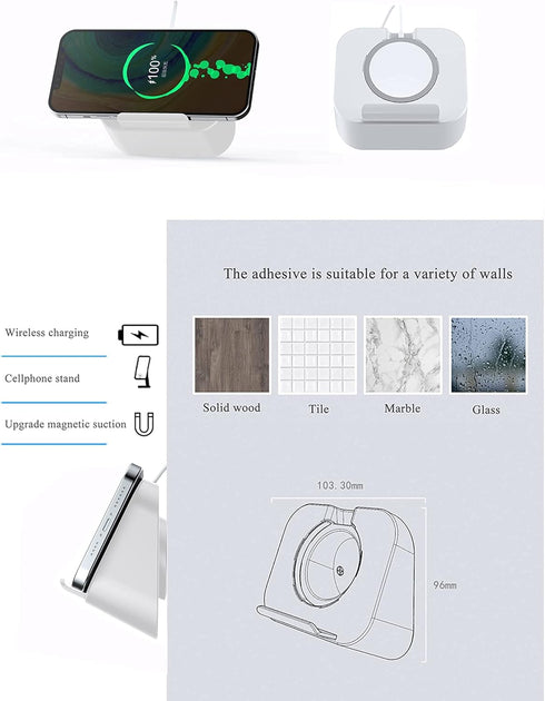 Phone Wall Mount for Magsafe Charger Bedside Phone Holder Compatible with Magsafe Accessories Fit for iPhone 12/12 Pro/ 13 Pro Max(Charger Not Inc...