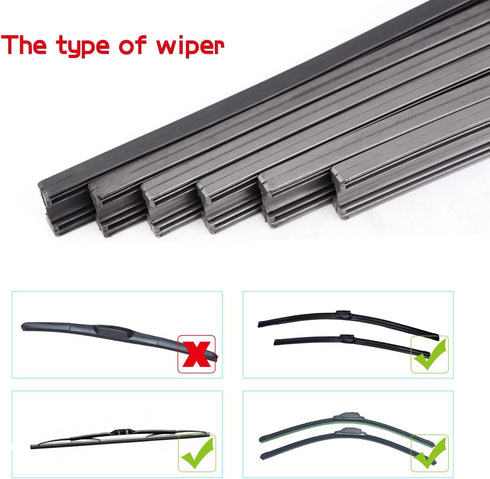 4-Piece Bracketless Wiper Rubber Filler Strip, 26 Inch Size Adjustable Wiper Substitution Rubber, Suitable for Front, Rear Windshield, Doors, Wind...