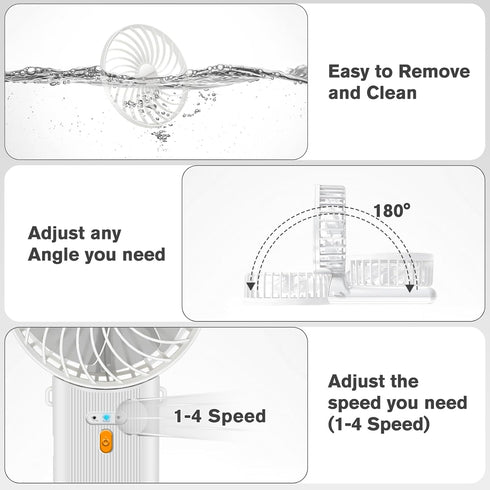 Portable Fan,4 Speed Mini Handheld Fan,15H Cooling Cute Fan,Small Portable Personal Fan with 180° Foldable,Quiet,Rechargeable Mini Fan for Kids Wo...