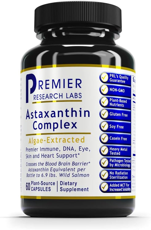 Premier Research Labs Astaxanthin Complex - Supports Cardiovascular System, Eyes & Skin* - with Astaxanthin, Chlorella & Milk Thistle - Pure Vegan...