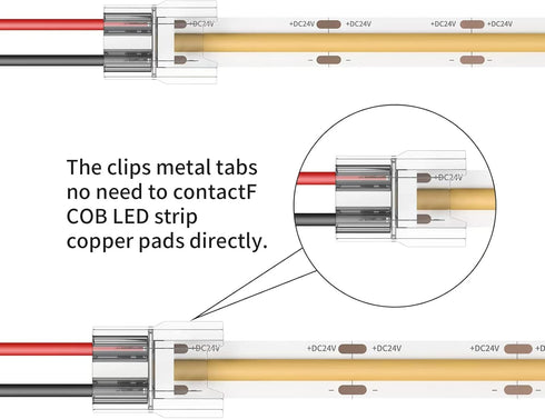 COB LED Light Strip Connectors 20pcs 8mm 2Pin Strip to Wires LED Tape Light Connectors,Transparent Solderless No Dark Area for LED Lights Connecto...