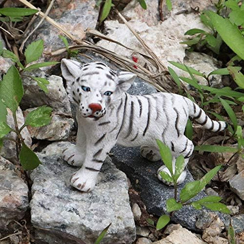 Gemini&Genius White Tiger Family Set Realistic Animal Figurines with Cub, Safari Animals Family Playset Figures, Educational Wildlife World Models...