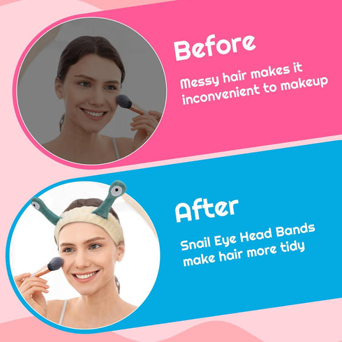 4 Packs Snail Head Bands, Headband for Washing Face, Snail Spa Hair Bands Skincare Makeup Headbands Women Cartoon Cute Coral Fleece Elastic Headba...