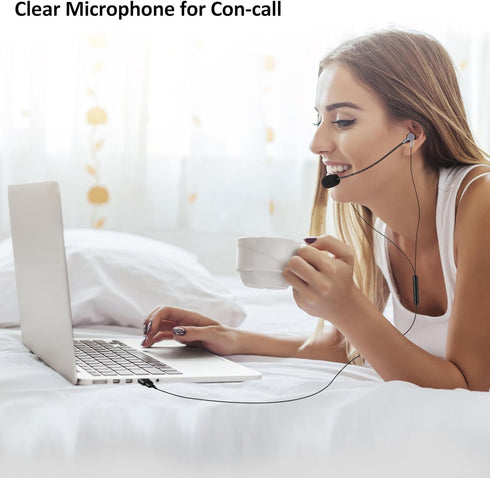 USB Earbuds with Boom Mic for Computers and Smartphones, in-Ear Headphones with USB-A & USB-C Connectivity for Laptop, Desktop, PS 4 5, Compact & ...
