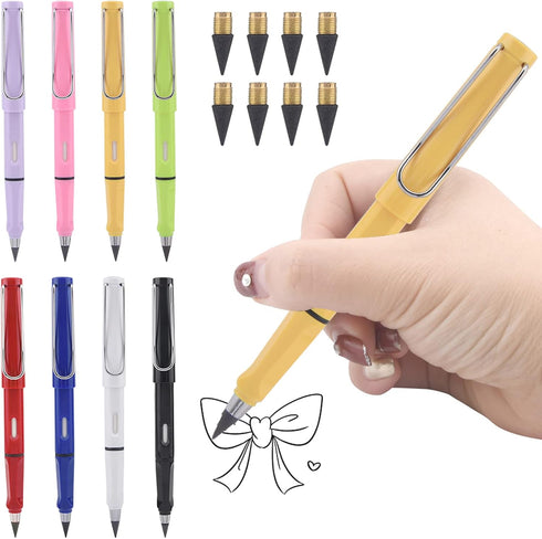 8Pcs Everlasting Pencil, Inkless Pencil with 8 Replacement Tips, Unlimited Writing, Portable Reusable Erasable Writing, for Art Sketch Painting To...