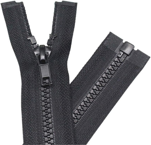 YaHoGa 2PCS #5 52 Inch Separating Jacket Zippers for Sewing Coats Jacket Zipper Black Molded Plastic Zippers Bulk (52" 2pc)...
