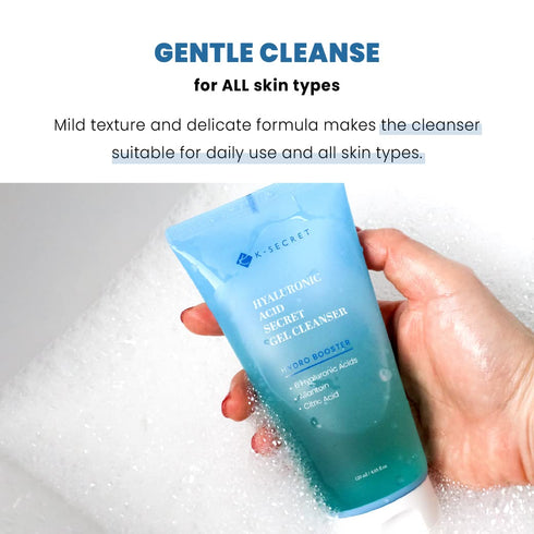 KSECRET Hyaluronic Acid Cleanser, 4.05fl.oz / 120ml | Korean Skincare | Alcohol-Free, Oil-Free/Hydrating Gentle water based face gel cleansing for...