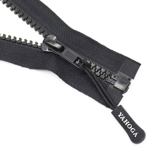 YaHoGa 2PCS #5 52 Inch Separating Jacket Zippers for Sewing Coats Jacket Zipper Black Molded Plastic Zippers Bulk (52" 2pc)...