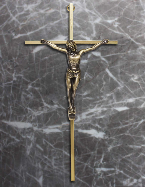 ACHIBANG Gold Crucifix Wall Cross - 10" Catholic Metal Cross with Jesus & INRI, Faith Decor for Wall or Door Display...