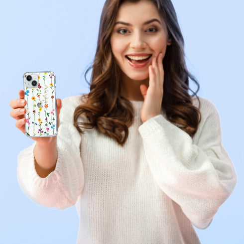 Hi Space for iPhone 15 Plus Case 6.7 inch 2023, Wildflower Clear Pattern Cases for iPhone 15 Plus for Women Girls, Flowers Floral Soft Shell Case ...