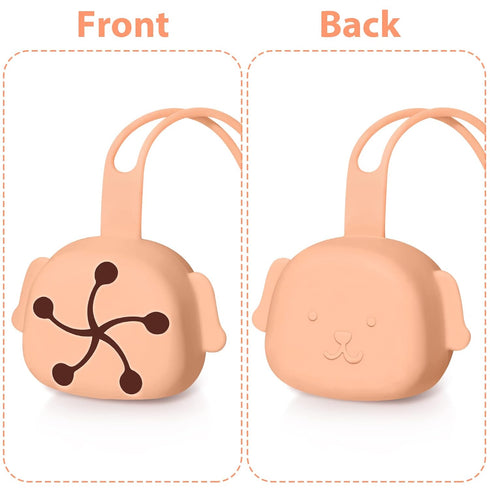 Accmor Silicone Baby Pacifier Case, Baby Pacifier Holder Case Pouch Box for Diaper Bag, Baby Pacifier Container for Travel, Apricot...