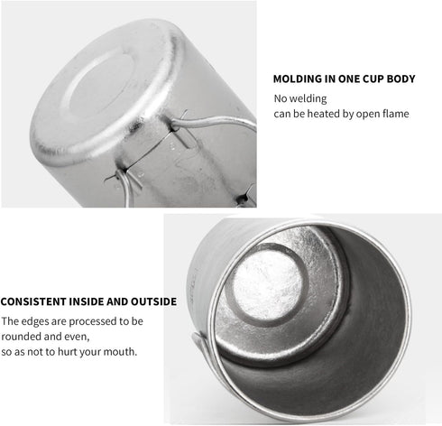 TiTo Titanium Cup Titanium Pot with Lid Ultralight Portable 300ml Foldable Handle Camping Tea Coffee Water Mug for Outdoor Backpacking Hiking Picn...