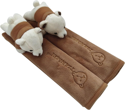 Tianmei 2Pcs Bear Doll Styling Faux Suede Car Seat Belt Strap Cover Shoulder Strap Pad (Brown Color)...