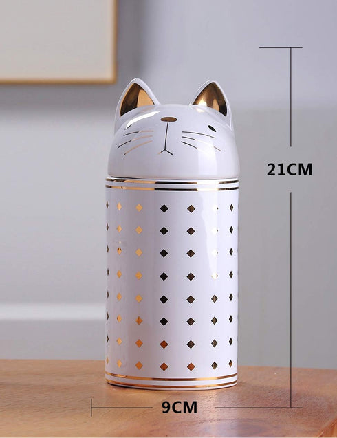 HAUCOZE Cat Cookie Jar Decorative Candy Jar with Lid Modern Arts Gifts Ceramic 8.1inch...