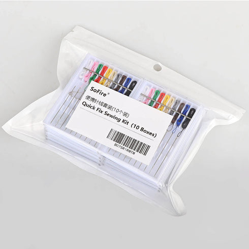 SoFire 10 Boxes Home and Travel Quick Fix Sewing Kit Pre Threaded Needle Kit, Each Box with 10 Pieces...