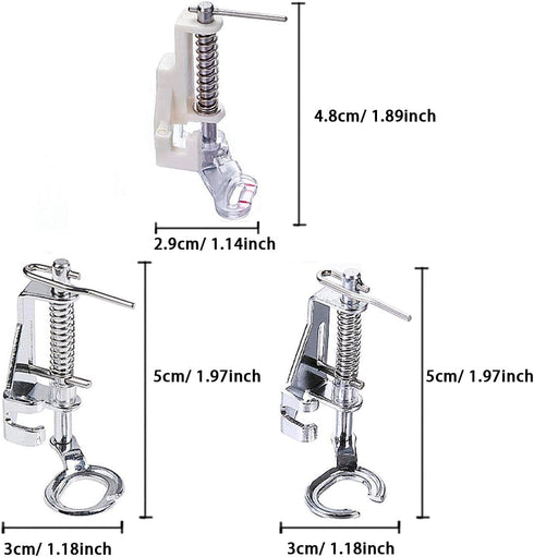3Pcs Metal Open Toe Presser Foot Free Motion Quilting Embroidery Presser Foot fits for Most Low Shank Snap-On Singer, Brother, Babylock, Euro-Pro,...
