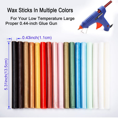 Wax Seal Stick, Zifospy 15 Pieces Glue Gun Wax Seal Sticks for Sealing Wax, Sealing Wax Sticks for Wedding Invitations, Cards, Envelopes (Champagn...