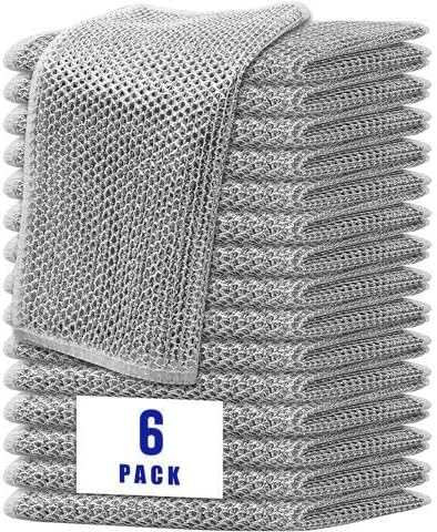 6 Pcs,12 Pcs Double Layer Multipurpose Non-Scratch Wire Dishcloth, Metal Dish Washing Cloths, Wire Cleaning Cloths for Kitchen, Double Stainless S...